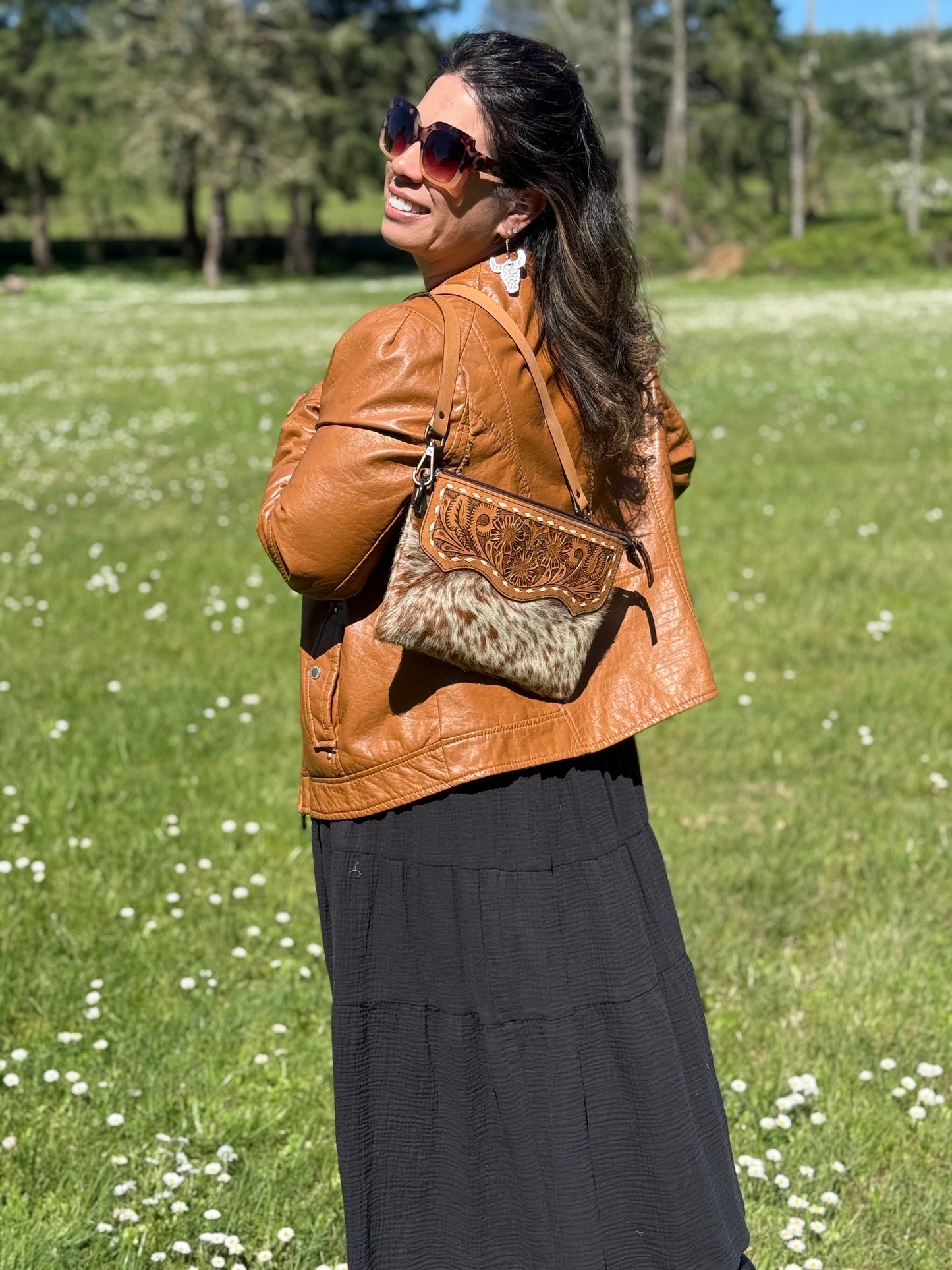 Western cowhide crossbody