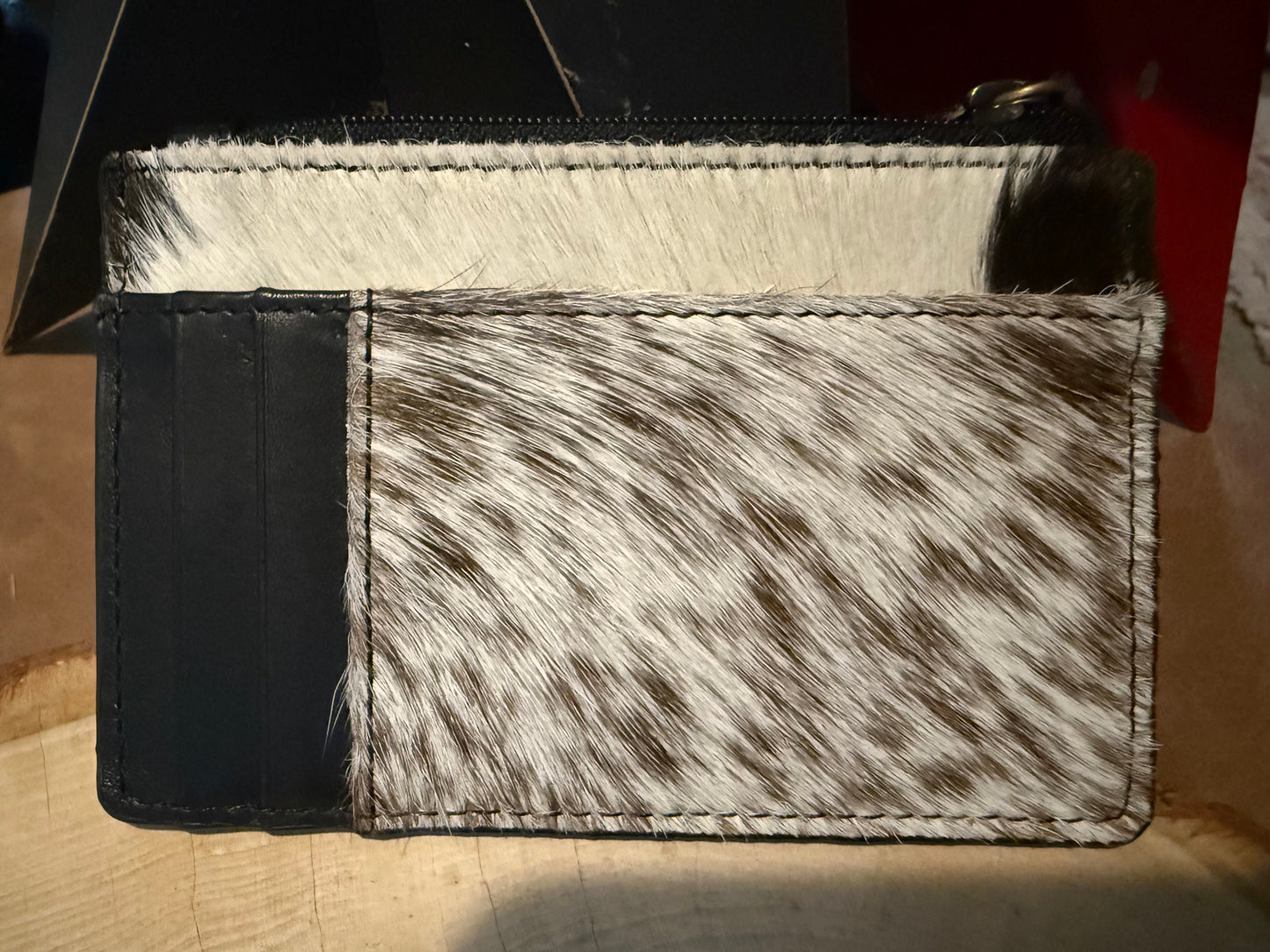Cowhide pocket wallet. Double sided