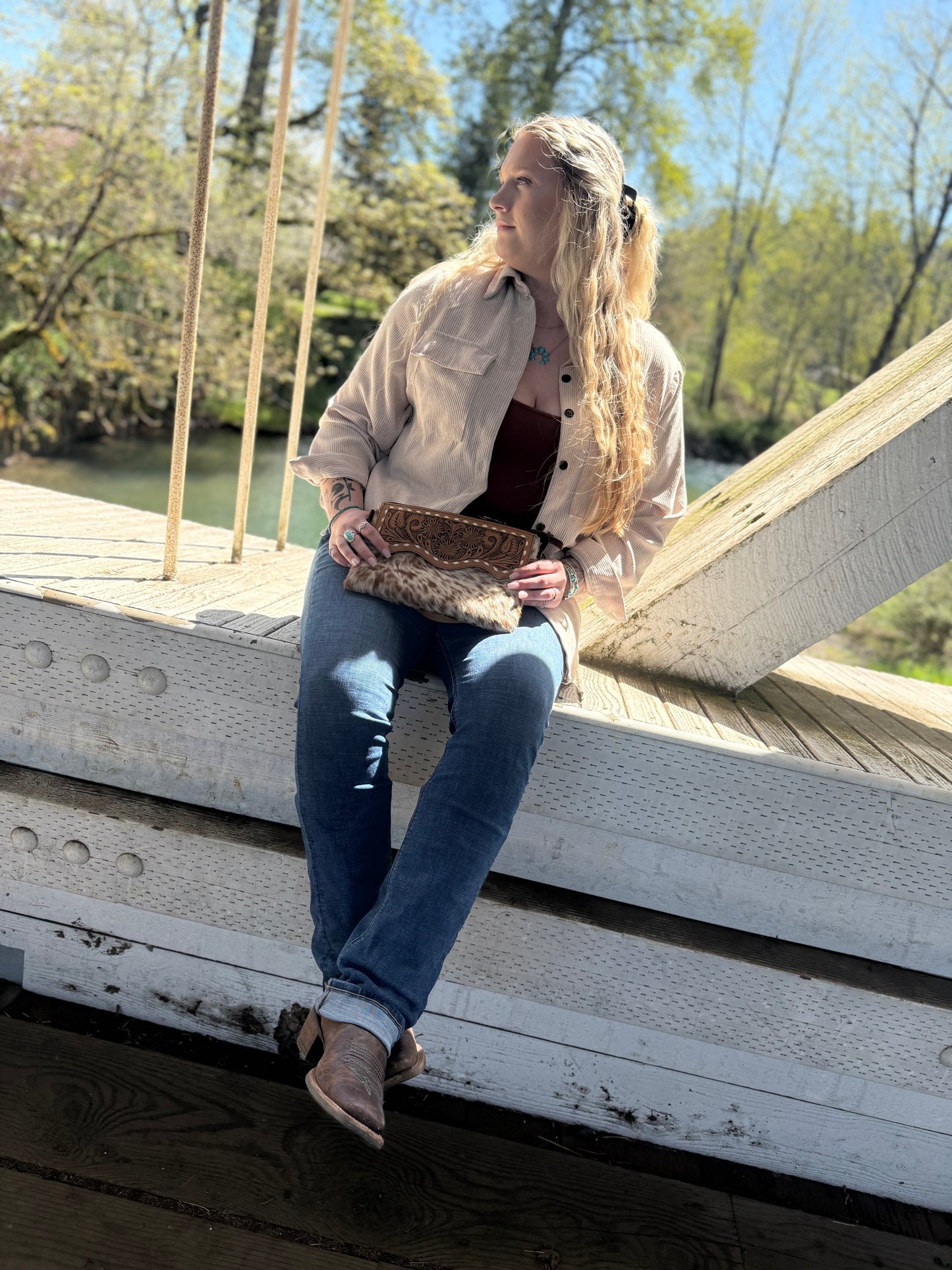 Western cowhide crossbody
