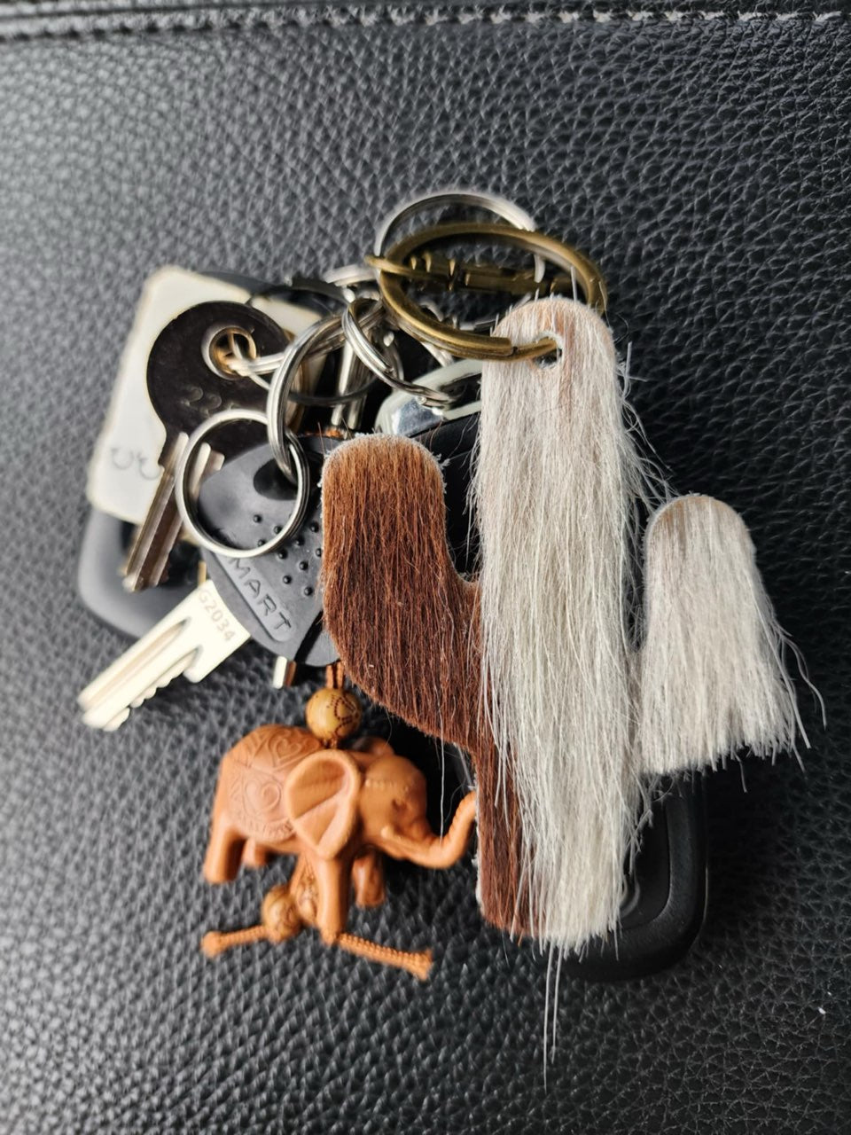 Cowhide Cactus Key chain