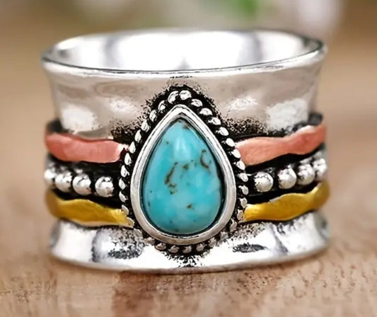 Water drop gemstone ring