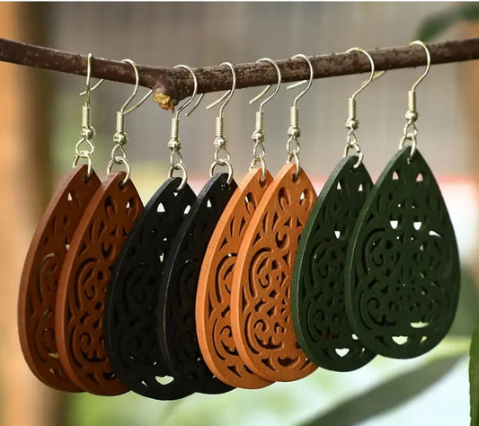 Bohemian wooden earrings