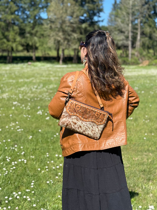 Western cowhide crossbody