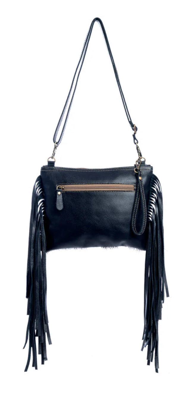 Myra exotic azure fringe crossbody