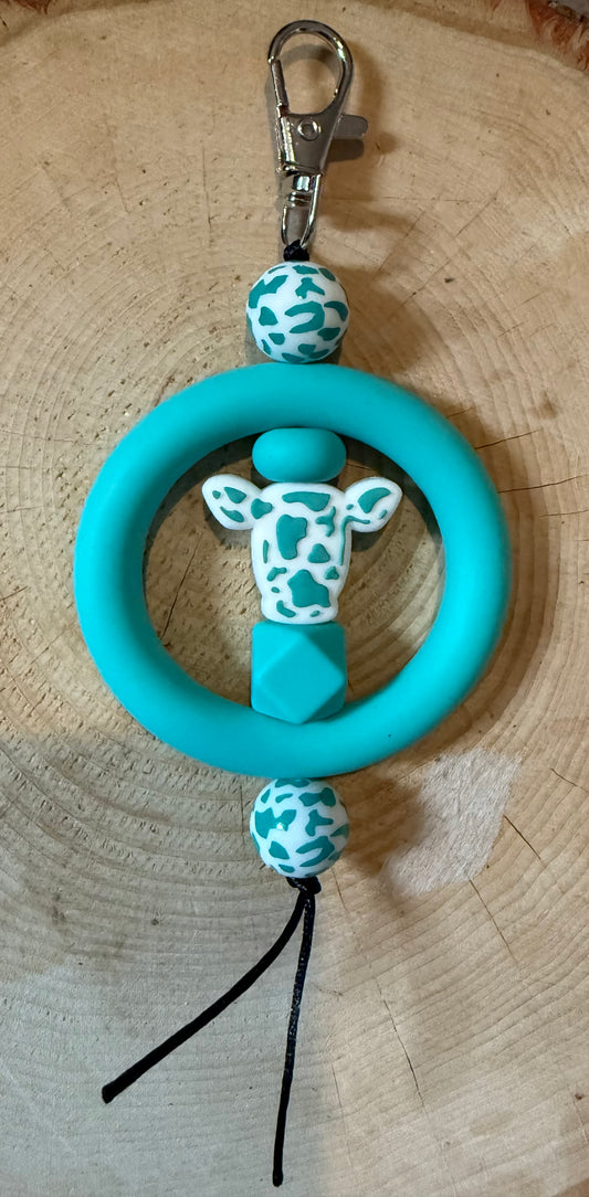 Teal rubber keychain