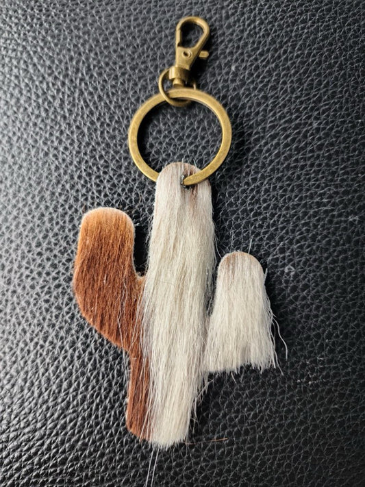 Cowhide Cactus Key chain